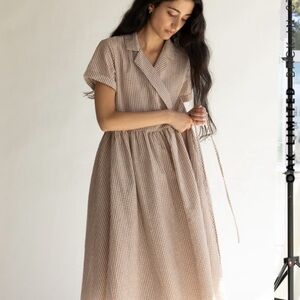 Oak + Fort Gingham Wrap Dress